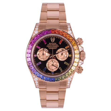 rolex daytona rose gold rainbow diamonds|Rolex daytona 116595 for sale.